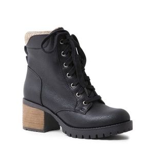 Steve Madden GIANINA BLACK Combat Block Heel Boot